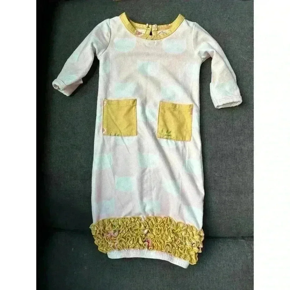 Sweet Honey Newborn Gown - Pink Cat Pattern